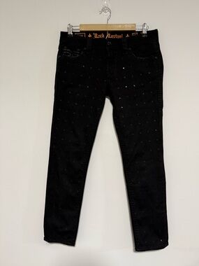 Rock Revival Black Greer Skinny Embellished Jeans Size 29